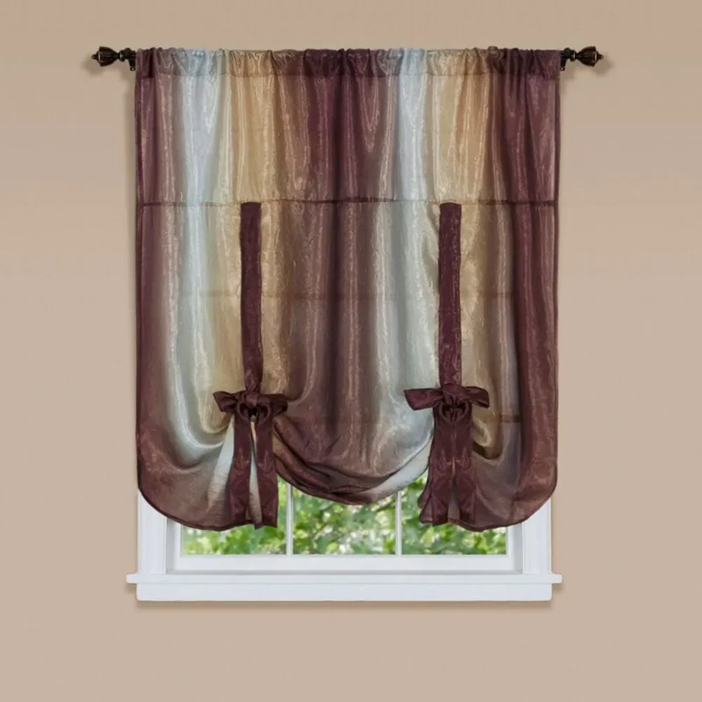 Designer Home Ombre Window Curtains, Modern Semi-Sheer Window Curtain Drape